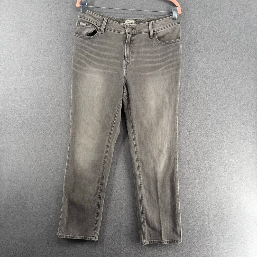 LL Bean Favorite Fit Jeans Womens 10 Petite Gray Cotton Blend Casual Mid‎ Rise